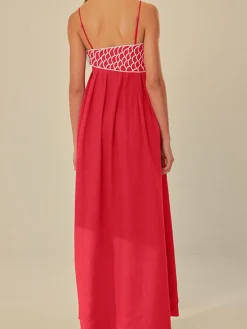 COMMENSE Embroide Fish Spaghetti Strap Midi Dress* Black Dresses|Vacation Dresses