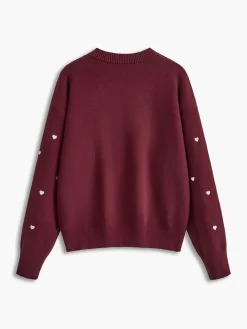 COMMENSE Embroidered Heart Oversized Knit Sweater* Sweater Tops|Sweaters & Cardigans