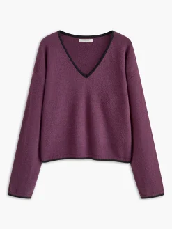 COMMENSE Embroidered Trim Draped Shoulder Knit Top* Sweater Tops|Sweaters & Cardigans