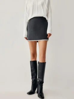 COMMENSE Embroidered Trim Mini Skirt* Long Sleeve Sets|Skirts
