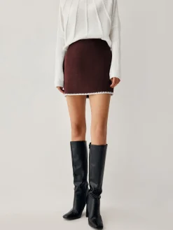 COMMENSE Embroidered Trim Mini Skirt* Long Sleeve Sets|Skirts