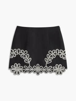 COMMENSE Embroidery Sleeveless Zipper Skirt Set* Skirt Sets|Long Sleeve Sets