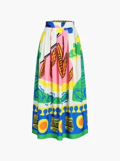 COMMENSE Enjoy Vacation Multi Color Skirt Set* Skirt Sets|Long Sleeve Sets