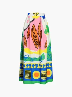 COMMENSE Enjoy Vacation Multi Color Skirt Set* Skirt Sets|Long Sleeve Sets