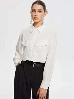 COMMENSE Fair And Square Collared Crop Shirt* Crop Tops|Blouses & Shirts