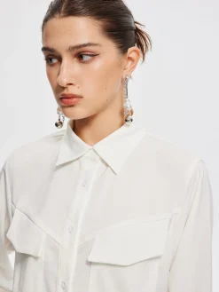 COMMENSE Fair And Square Collared Crop Shirt* Crop Tops|Blouses & Shirts