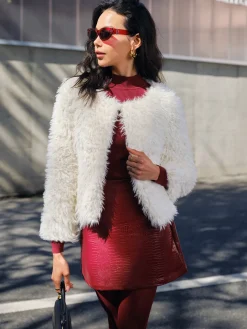 COMMENSE Faux Fur Short Coat* Outerwear|Coats