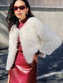 COMMENSE Faux Fur Short Coat* Outerwear|Coats