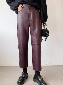 COMMENSE Faux Leather Cropped Pants* Pants|Bottoms