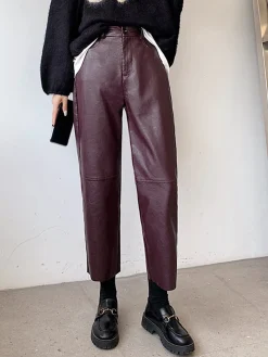 COMMENSE Faux Leather Cropped Pants* Pants|Bottoms