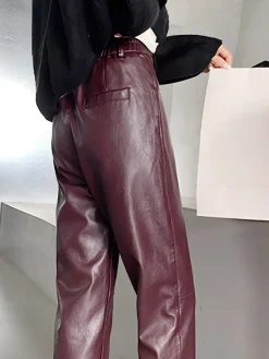 COMMENSE Faux Leather Cropped Pants* Pants|Bottoms