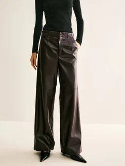 COMMENSE Faux Leather Mid Waist Pants* Pants|Bottoms