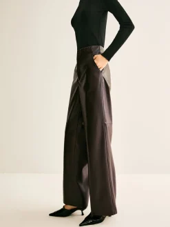 COMMENSE Faux Leather Mid Waist Pants* Pants|Bottoms