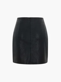 COMMENSE Faux Leather Patchwork Pleated Mini Skirt* Skirts|Bottoms