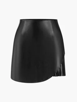 COMMENSE Faux Leather Pleated Panel Skirt* Skirts|Bottoms