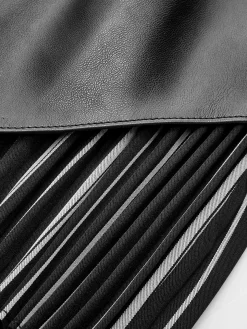 COMMENSE Faux Leather Pleated Panel Skirt* Skirts|Bottoms