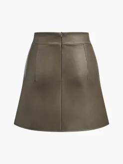 COMMENSE Faux Leather Pleated Skirt* Skirts|Bottoms