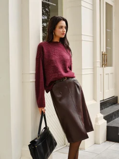 COMMENSE Faux Leather Pockets Skirt Without Belt* Skirts
