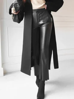 COMMENSE Faux Leather Skinny Cropped Pants* Pants|Bottoms
