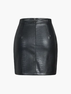 COMMENSE Faux Leather Textured Mini Skirt* Skirts|Bottoms