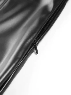 COMMENSE Faux Leather Zippered Flare Pants* Pants|Bottoms