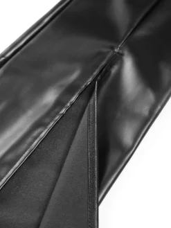 COMMENSE Faux Leather Zippered Flare Pants* Pants|Bottoms