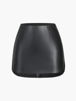 COMMENSE Faux Leather Zippered Mini Skirt* Skirts|Bottoms