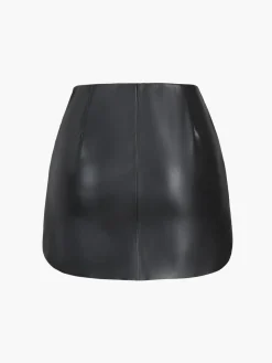 COMMENSE Faux Leather Zippered Mini Skirt* Skirts|Bottoms