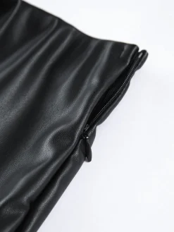 COMMENSE Faux Leather Zippered Mini Skirt* Skirts|Bottoms
