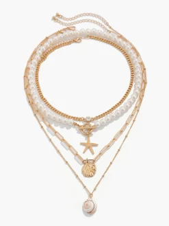 COMMENSE Faux Pearl Shell Beach Style Necklace* Necklaces|Accessories