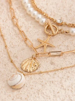 COMMENSE Faux Pearl Shell Beach Style Necklace* Necklaces|Accessories