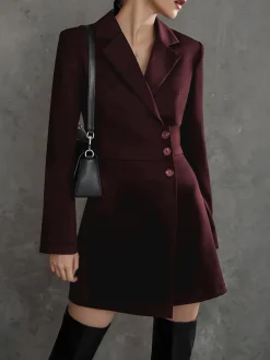COMMENSE First Choice Blazer Long Sleeve Short Dress* Black Dresses|Work Dresses