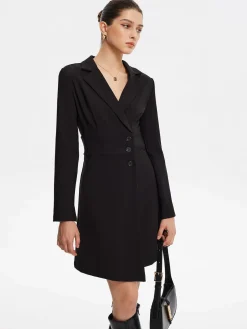 COMMENSE First Choice Blazer Long Sleeve Short Dress* Black Dresses|Work Dresses