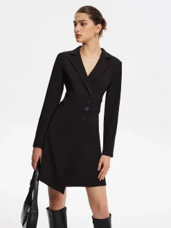 COMMENSE First Choice Blazer Long Sleeve Short Dress* Black Dresses|Work Dresses
