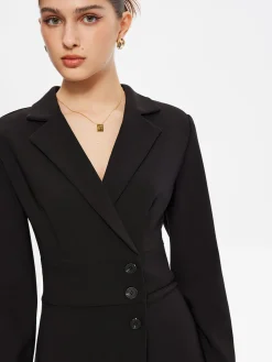 COMMENSE First Choice Blazer Long Sleeve Short Dress* Black Dresses|Work Dresses