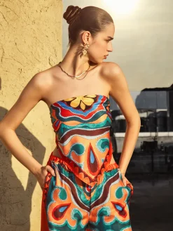COMMENSE Flaming Passions Back Tie Top* Tank Tops & Camis|Matching Sets