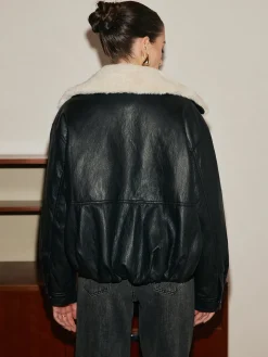 COMMENSE Fleece Lined Faux Leather Zipper Coat* Outerwear|Coats