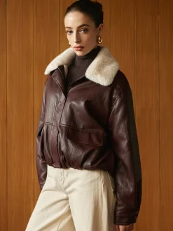 COMMENSE Fleece Lined Faux Leather Zipper Coat* Outerwear|Coats