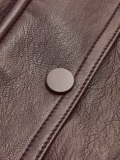 COMMENSE Fleece Lined Faux Leather Zipper Coat* Outerwear|Coats