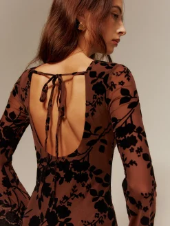 COMMENSE Flock Printed Backless Tie Dress* Cocktail & Party Dresses|Vacation Dresses
