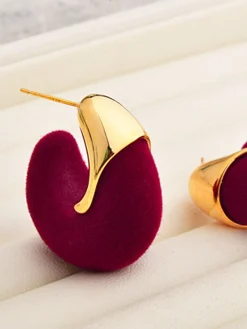 COMMENSE Flocked Hoop Stud Earrings* Earrings|Accessories