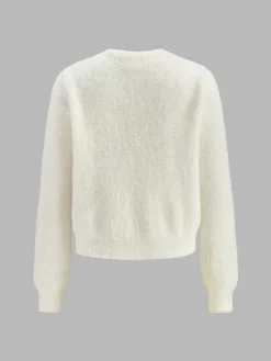 COMMENSE Floral Button Fuzzy Cardigan* Cardigans|Sweaters & Cardigans