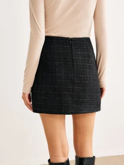 COMMENSE Floral Decor Faux Leather Panel Skirt* Skirts|Bottoms