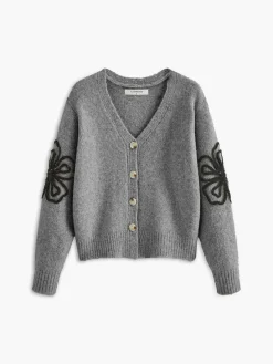 COMMENSE Floral Detail V-Neck Cardigan* Cardigans|Sweaters & Cardigans