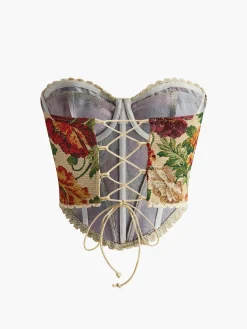 COMMENSE Floral Drawstring Corset* Corset Tops|Tops