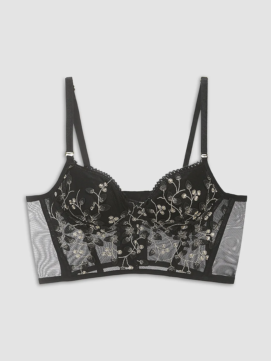 COMMENSE Floral Mesh Lace Crop Corset Top* Corset Tops|Crop Tops