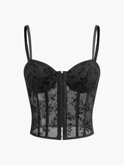 COMMENSE Floral Mesh Structured Corset* Corset Tops|Tops