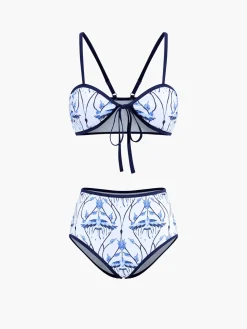 COMMENSE Floral Print Knotted Bikini Set* Swimwear|Tops