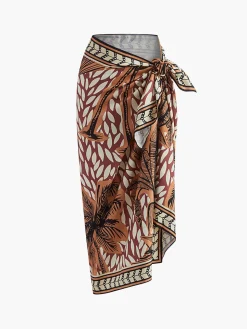 COMMENSE Floral Print Knotted Cover Up* Swimwear|Tops