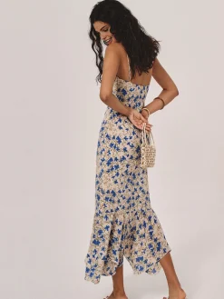 COMMENSE Floral Print Knotted Irregular Hem Long Dress* Casual Dresses|Floral Dresses